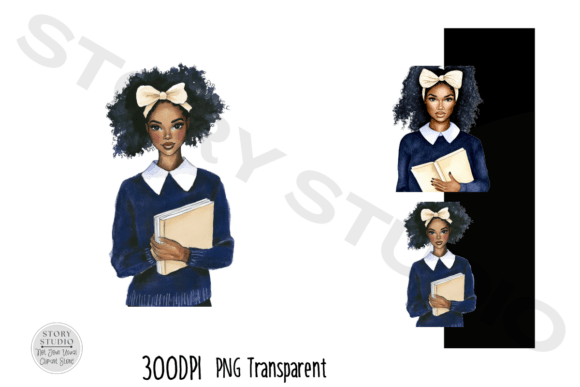 African American School Girls Clipart for Creative Projects