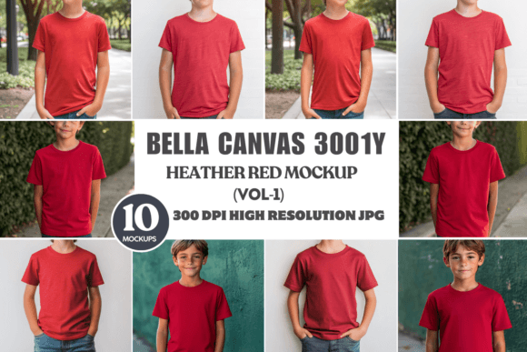 Bella Canvas 3001Y Heather Mockup Bundle