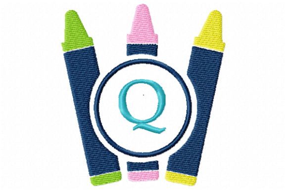 Crayons Frame Monogram Letter Q: A Versatile Embroidery Design for Creative Projects
