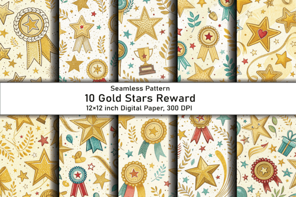 Gold Stars Reward Digital Paper: Elevating Your Creative Projects with School-Themed Design