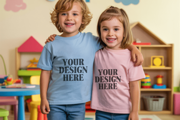 Kids Gildan 5000B Siblings Mockup 40: Bringing Your Designs to Life with Professional Precision