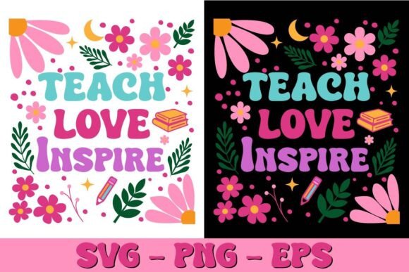 Retro Boho Teach Love Inspire Png SVG