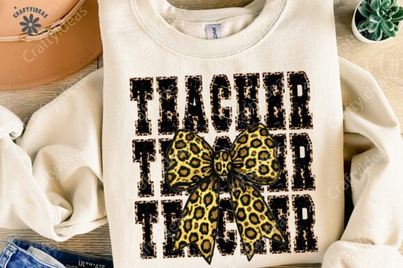 Teacher Shirt, Leopard Teacher Bow PNG